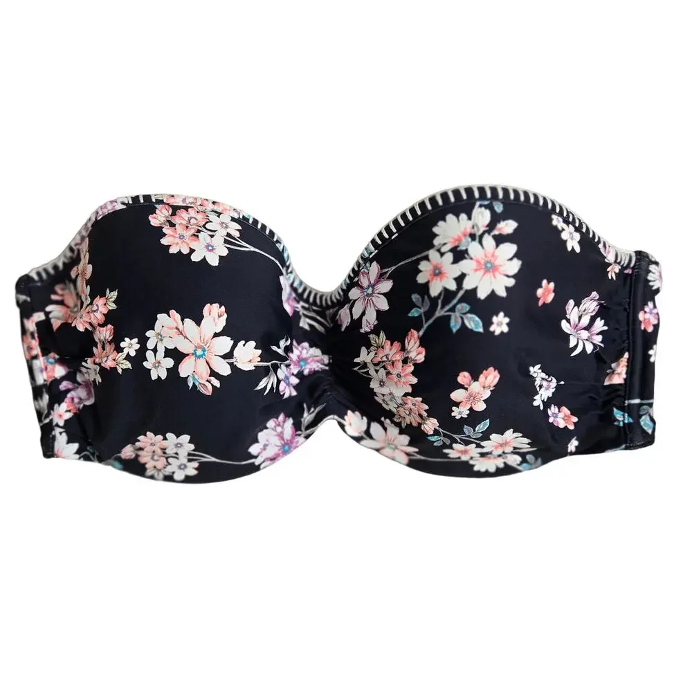 Sunseeker Australia Matching Black Floral Swim Vacation Bikini Set | 34D & M